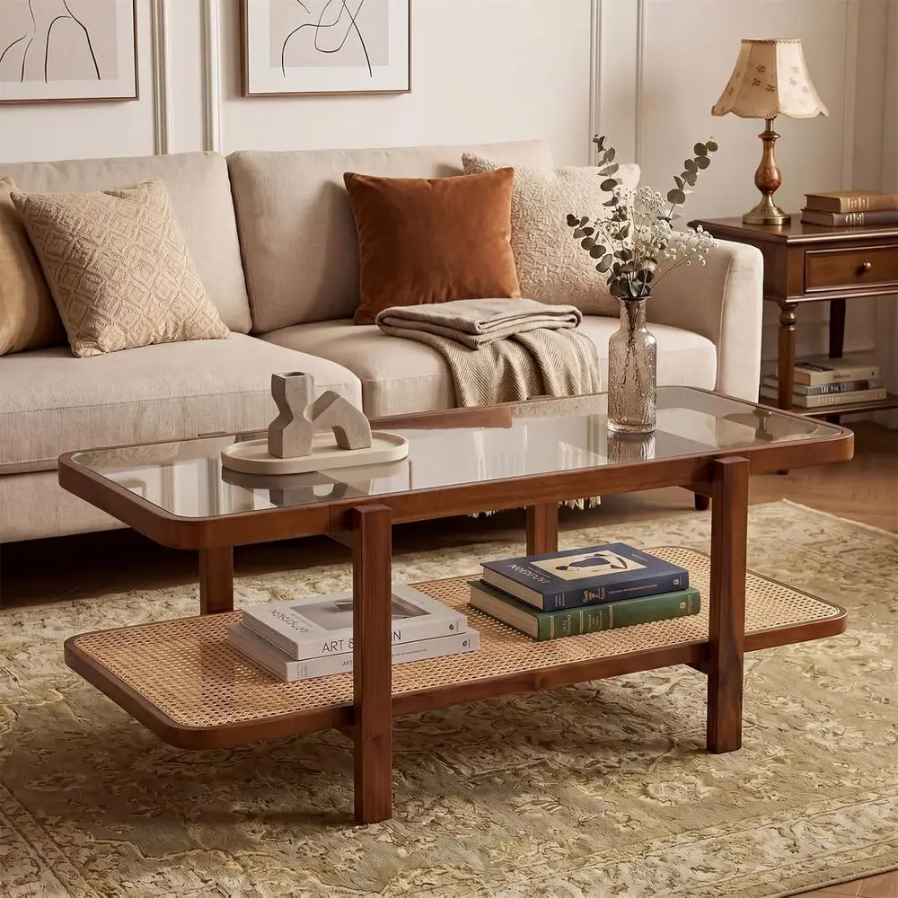 Rattan Coee Table, 47.5