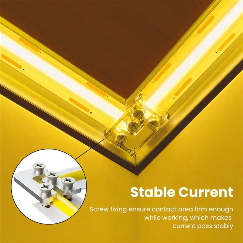 DT17 10Pcs LED Corner Connector for Strip Light, 10mm L T Shape Screw Fixing 5A 24V for Single Color COB SMD