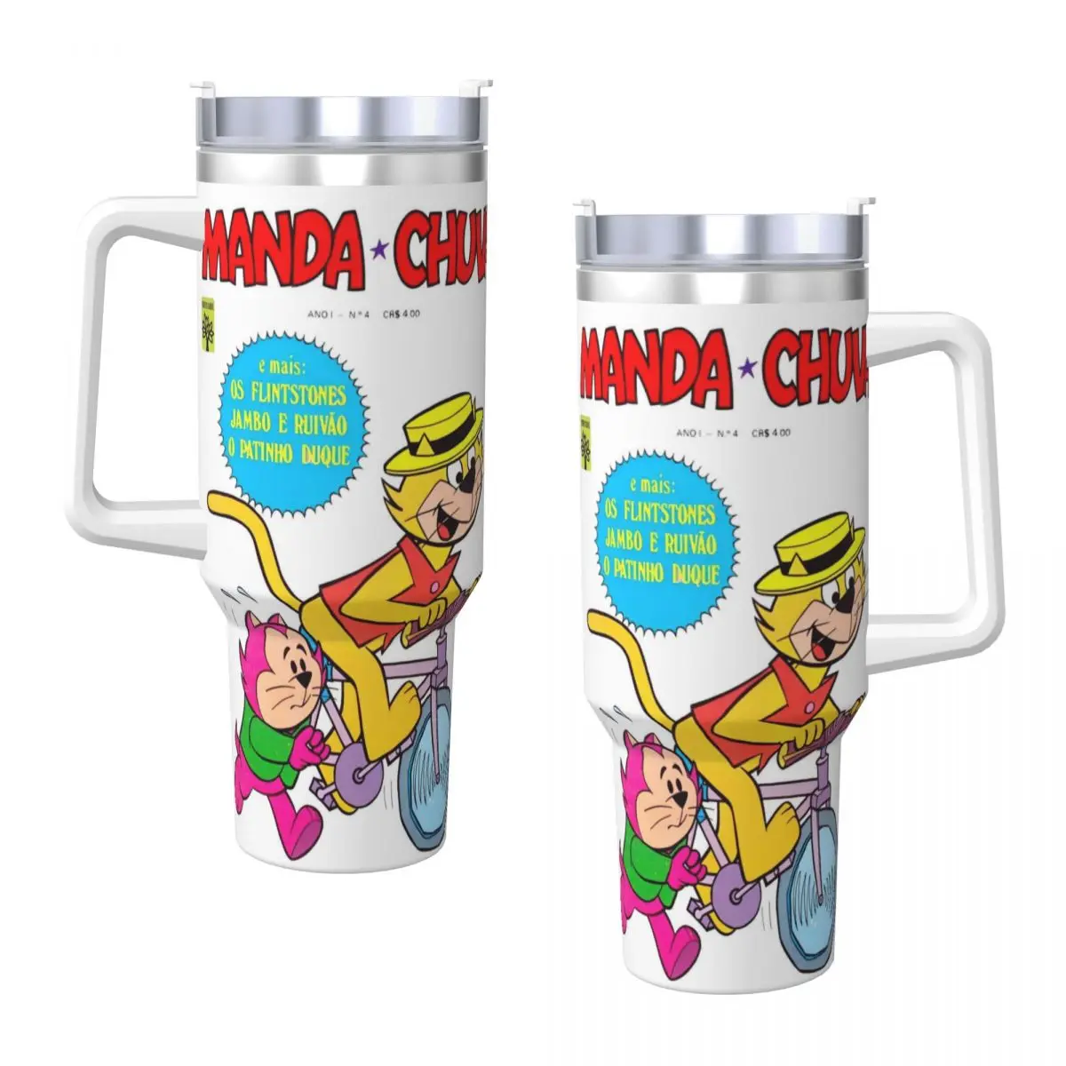 

Stainless Steel Tumbler Top Cat Mugs Cup With Straws Travel Cold and Hot Water Bottle Heat Preservation 40oz Thermal Mug