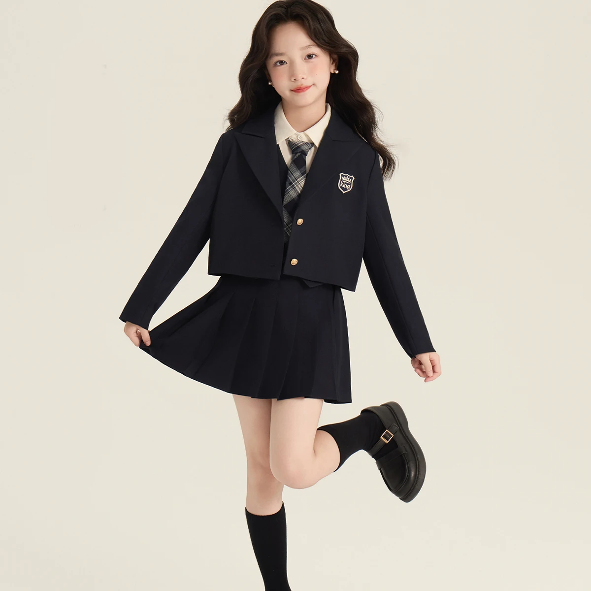 Children Fashion Wedding Tuxedo Kids Suit for Girl Formal Jacket Vest Blouse Skirt 3 Pieces Set School Party Blazer Clothing