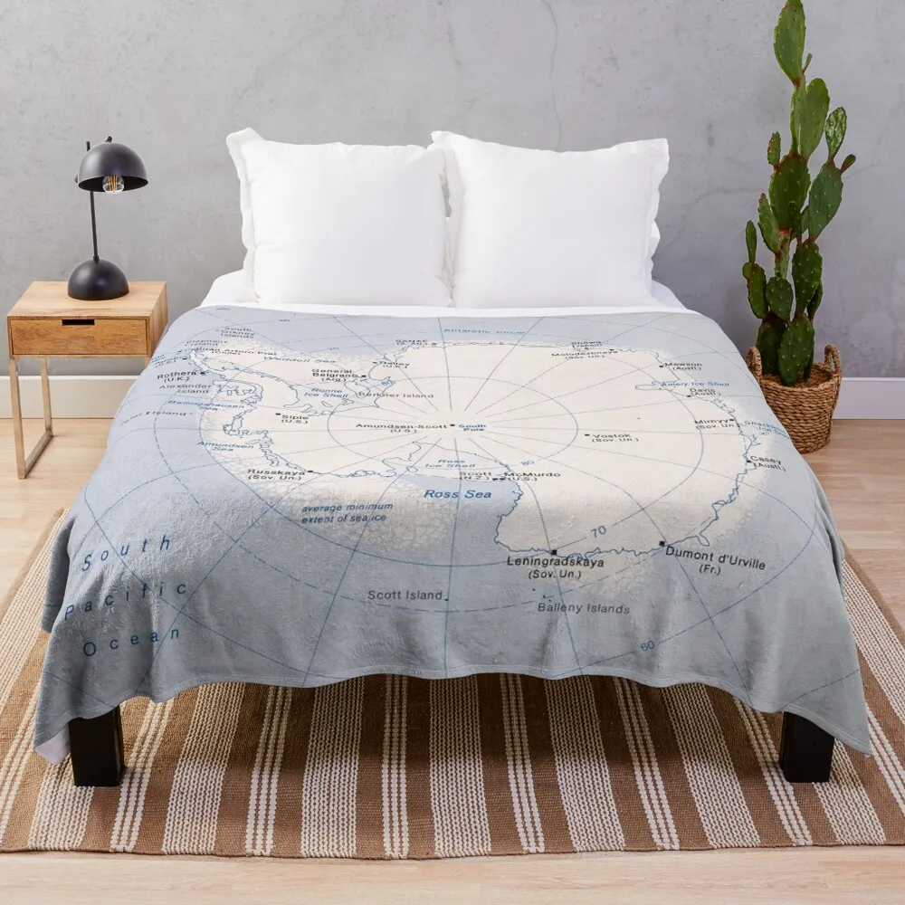 Map of the Antarctic Region (1982) Throw Blanket decorative Baby Blankets