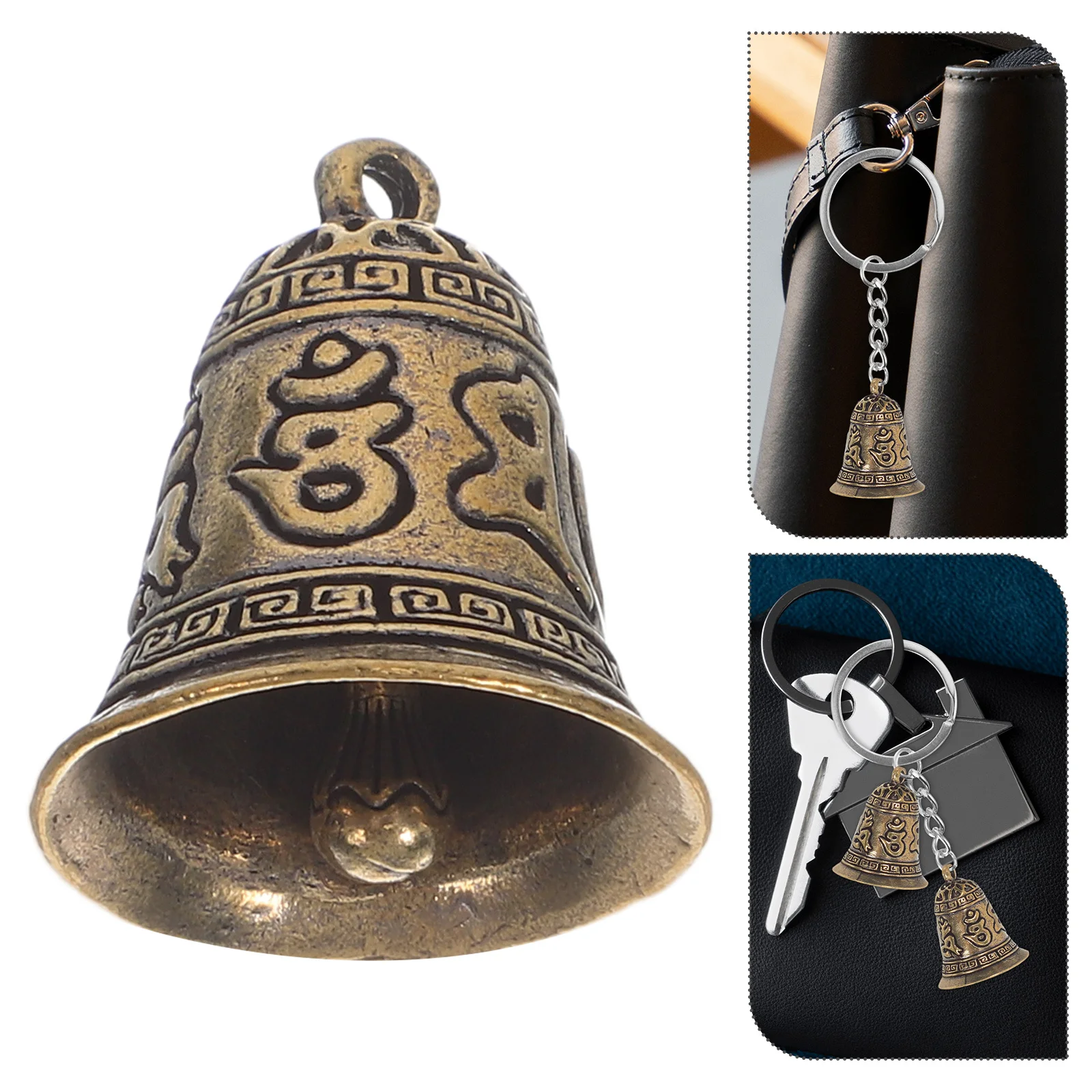 

3Pcs Exquisite Brass Craft Pendant Retro Bell Decor for DIY Keychain Bag Charm Hanging Ornament Desktop Decoration Gift