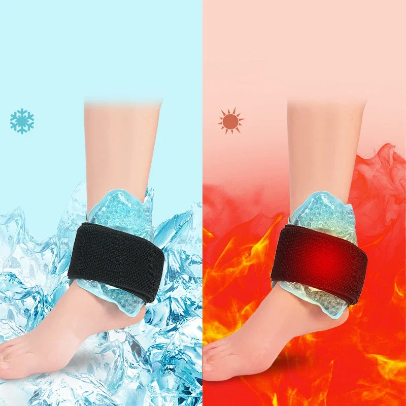 2/1Pcs Ankle Brace Support Ice Pack Therapy Hot Cold Therapy Flexible Gel Beads Foot Cooling Aid Sports Injuries Pain Relief