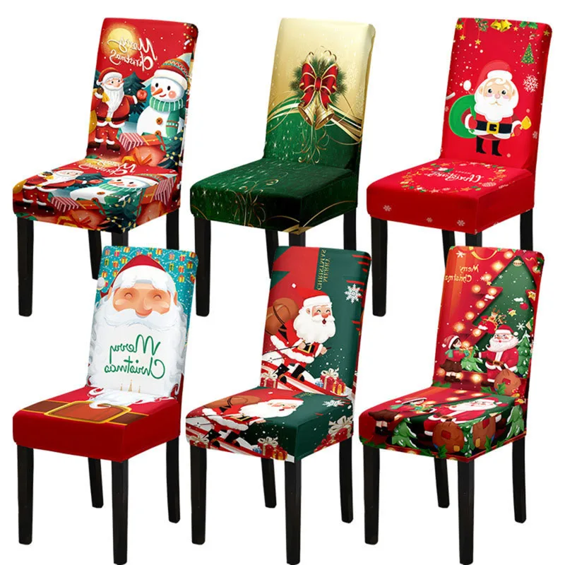 2026 Christmas chair cover full package applicable decoration elastic chair covers high back dining chair cover atmosphere