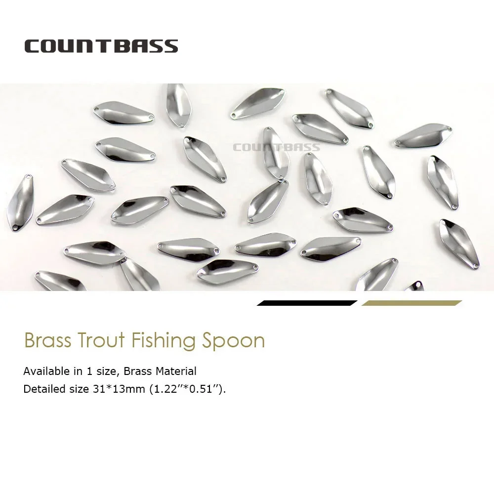 Countbass 50pcs Brass Salmon Fishing Spoon Blanks SP013  2.4g ( 3/32oz) , Bass Pike Lure Baits Unpainted