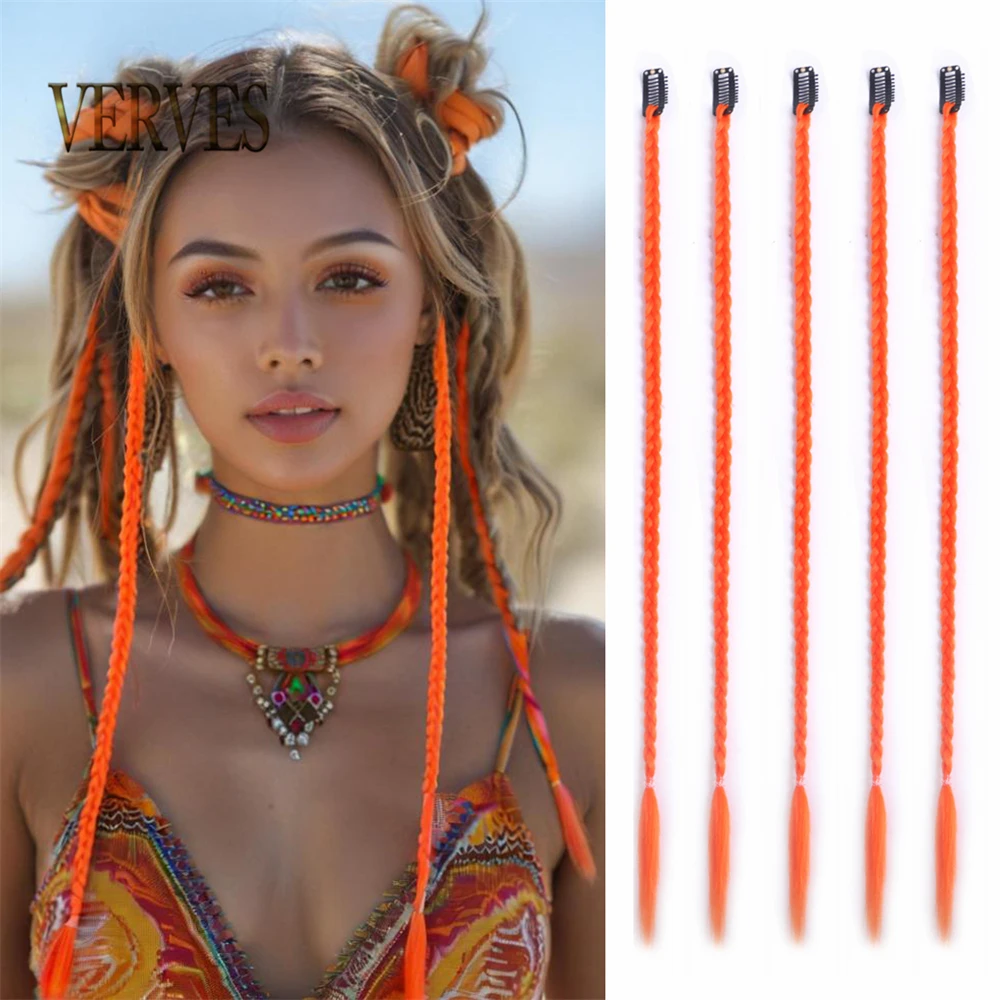 

Заколки для наращивания волос Красочные синтетические волосы Плетение косичек Коробка Стиль Синий Розовый Оранжевый Красочные косы 50 см