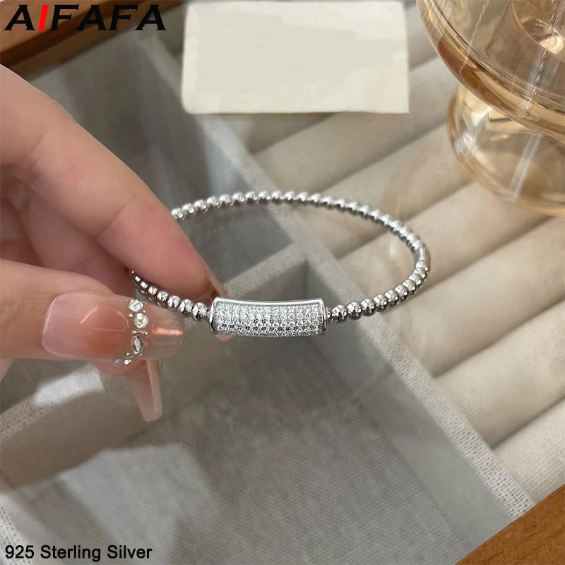 Luxury s925 Silver Bangle for Women High Grade Cuff Bracelet Lady Girl Gift Fine Jewelry Wholesale