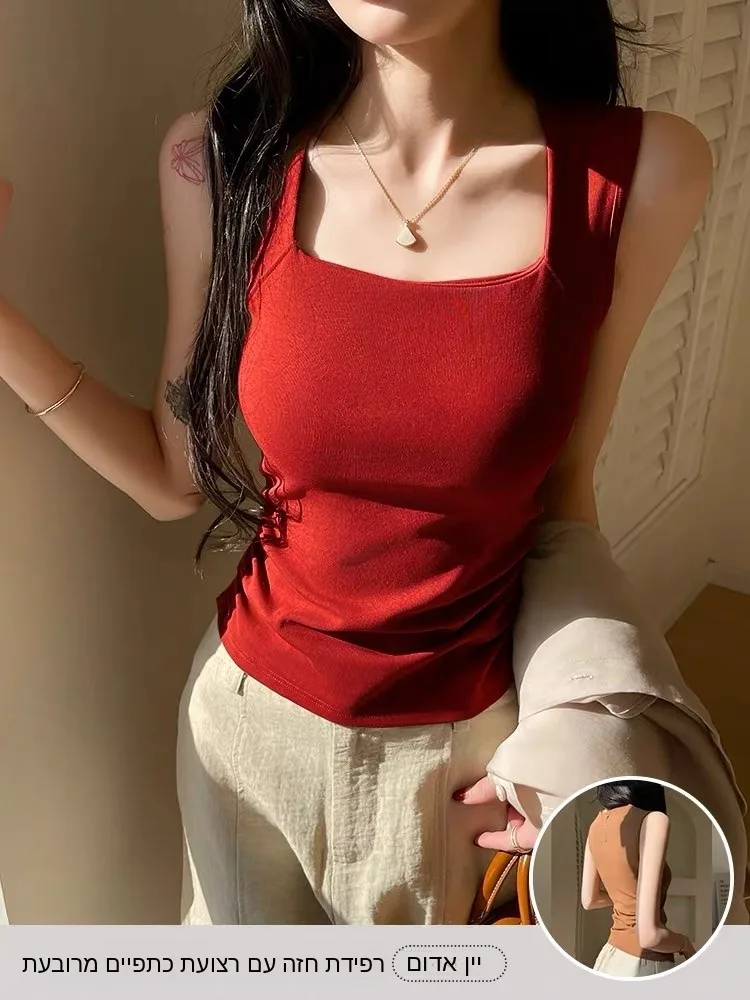 

Pure Cotton Strap Vest Women's Spring Summer New Style plus Size Inner Wear Outer Wear Slimming Sexy Sleeveless Top