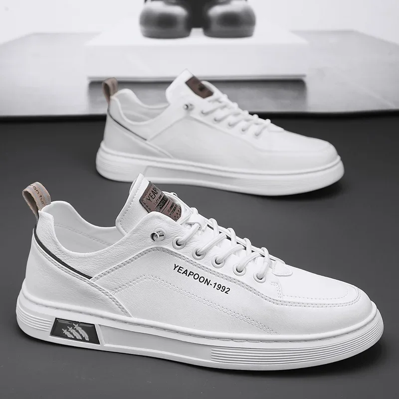 

New Breathable White Shoes for Men, Trendy and Versatile, One Foot Board Shoes, Anti Slip Student Sports Shoes