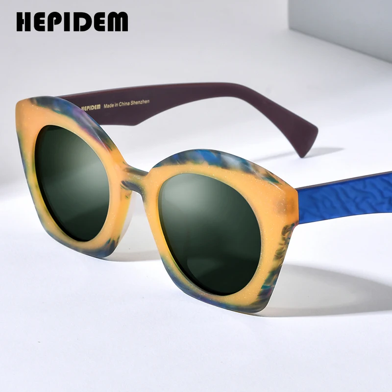 HEPIDEM Acetate Polarized Sunglasses Women New in Luxury Brand Designer Oversize Big Size Cateye Cat Eye Sun Glasses gm y2k 9388