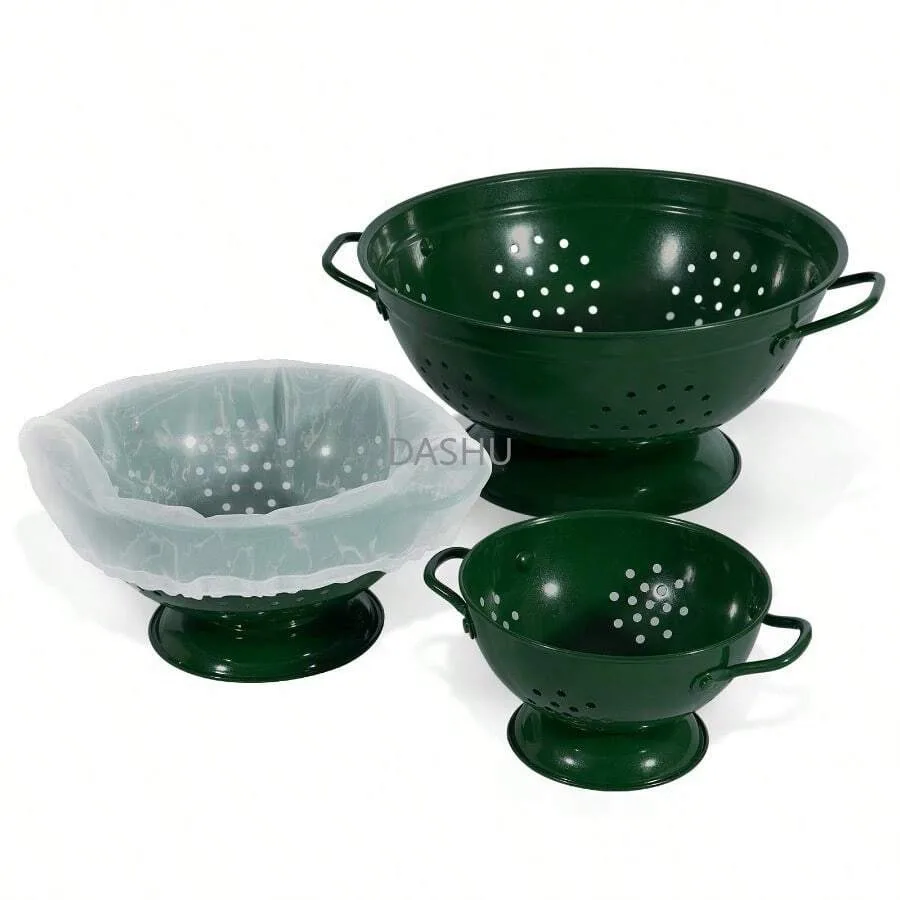 

【New style】Metal Colander Set Of 3, Strainer Basket With Handles Perfect For Spaghetti, Pasta, Berry, Vegetable, Fruit, Solid B