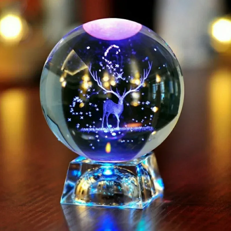 LED Crystal Ball 3D Solar Astronomy System Planets Crystal Glass Ball Home Decoration Birthday Valentine's Day Gift Ornament