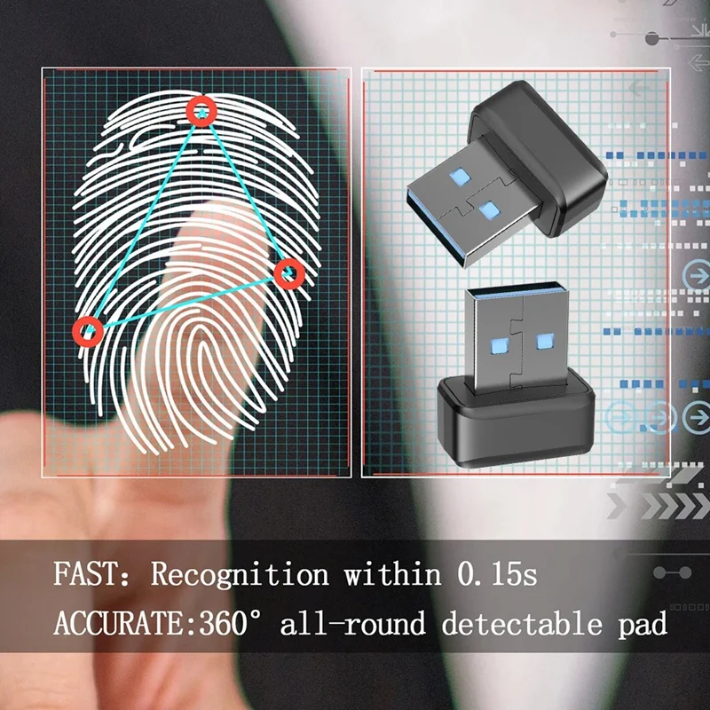 USB Fingerprint Key Reader FIDO U2F Speedy Matching Security Key Windows Hello Anti-Spoofing Mini Fingerprint Reader Durable