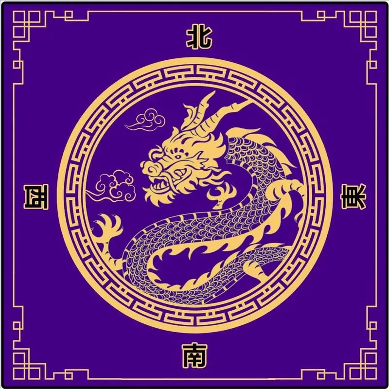 Chinese Golden Dragon Xiangyun Mahjong Table Mat Anti-Slip Noise Reduction for Card Game Table Playing Room Home Decor