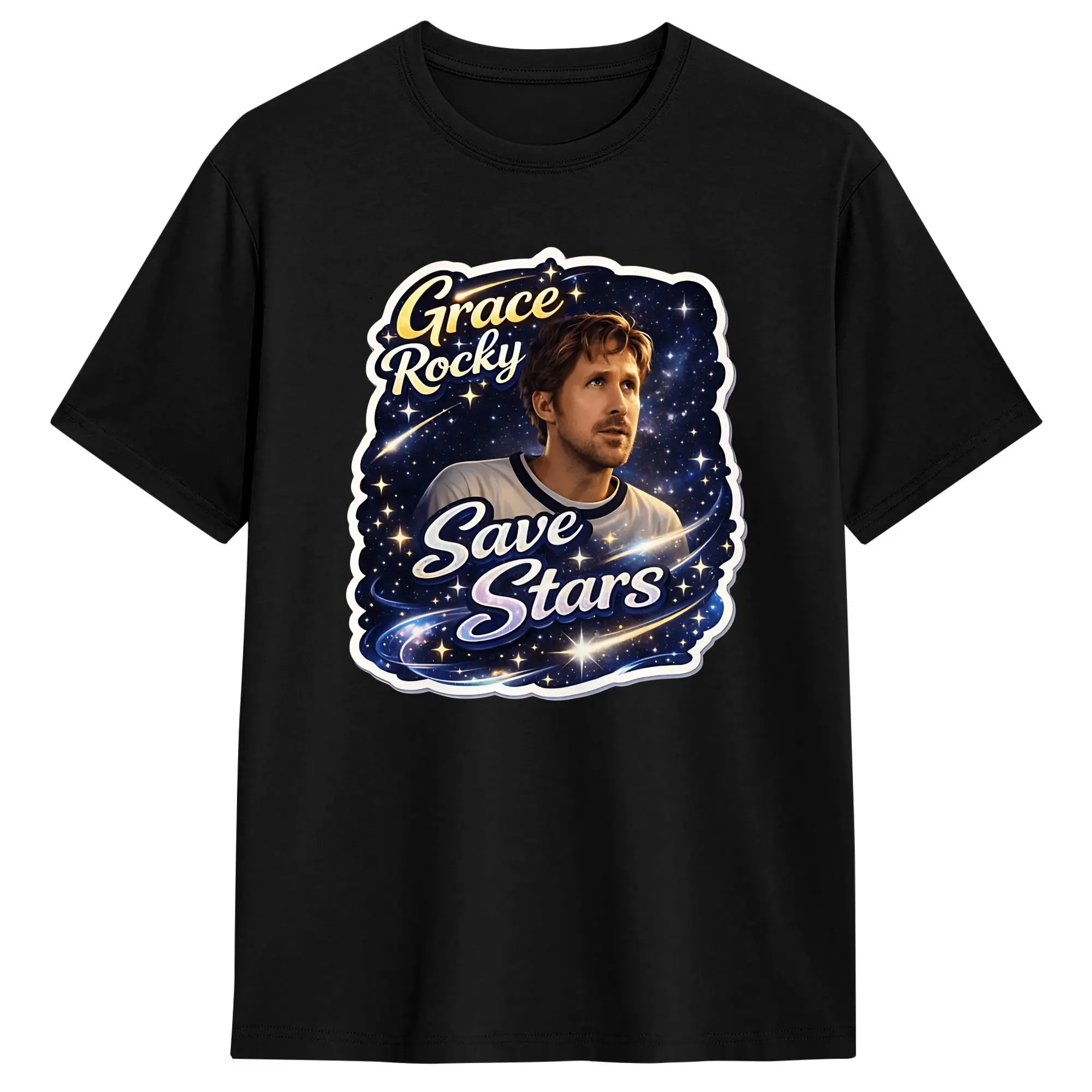 Grace Rocky Save Stars Cotton T Shirt For Men's Summer  Aesthetic T-Shirts Trendy Cool Tee Shirt Oversize Design Tops