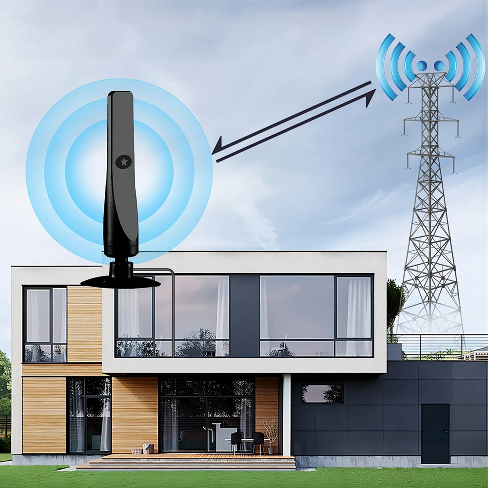 هوائي تلفزيون رقمي عالي الدقة 4K مع معزز للصوت داخلي DAB هوائي عالي الكسب 50 ميل VHF/UHF مجموعة جوية خارجية واسعة النطاق 25DBI
