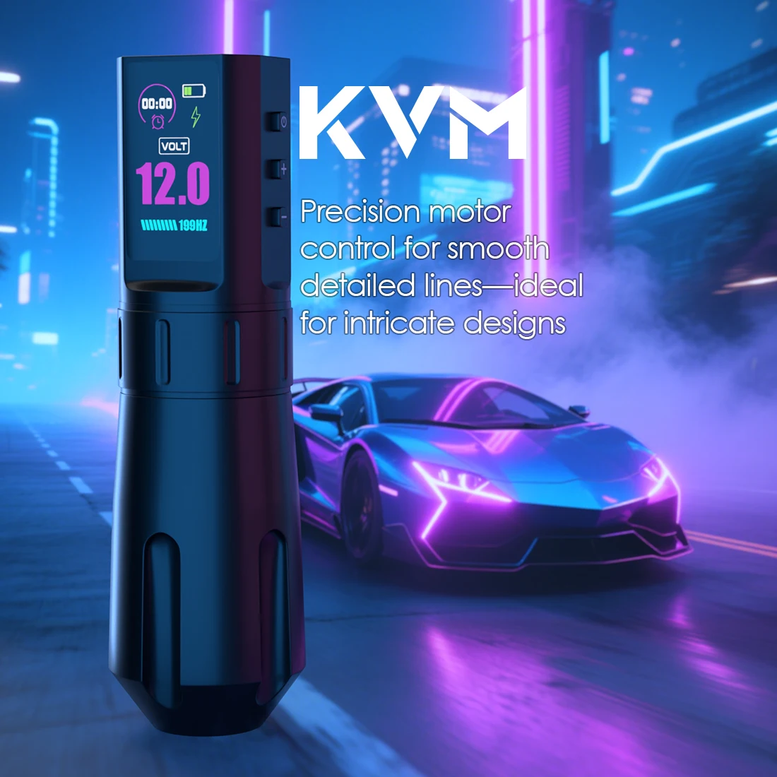 KVM Wireless Rotary Tattoo Pen With IPS Color Screen 1800mAh Battery 3.5mm Direct Drive Low Vibration Tattoo Machine 4-12V Adjustable Voltage For Tattoo Artists