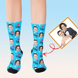 DIY custom socks heart with your photo couple casual fun novelty breathable face personalized photo logo pet stockings gift