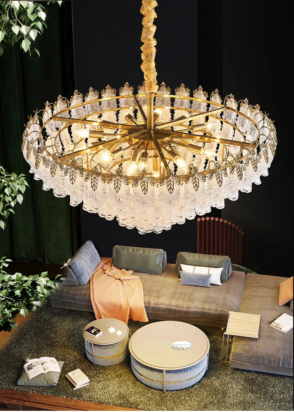 Luxury Glass Chandelier For Living Room Led Round Creative Design Hanging Lamp Modern Gold Home Decor Bedroom Lighting Fixture