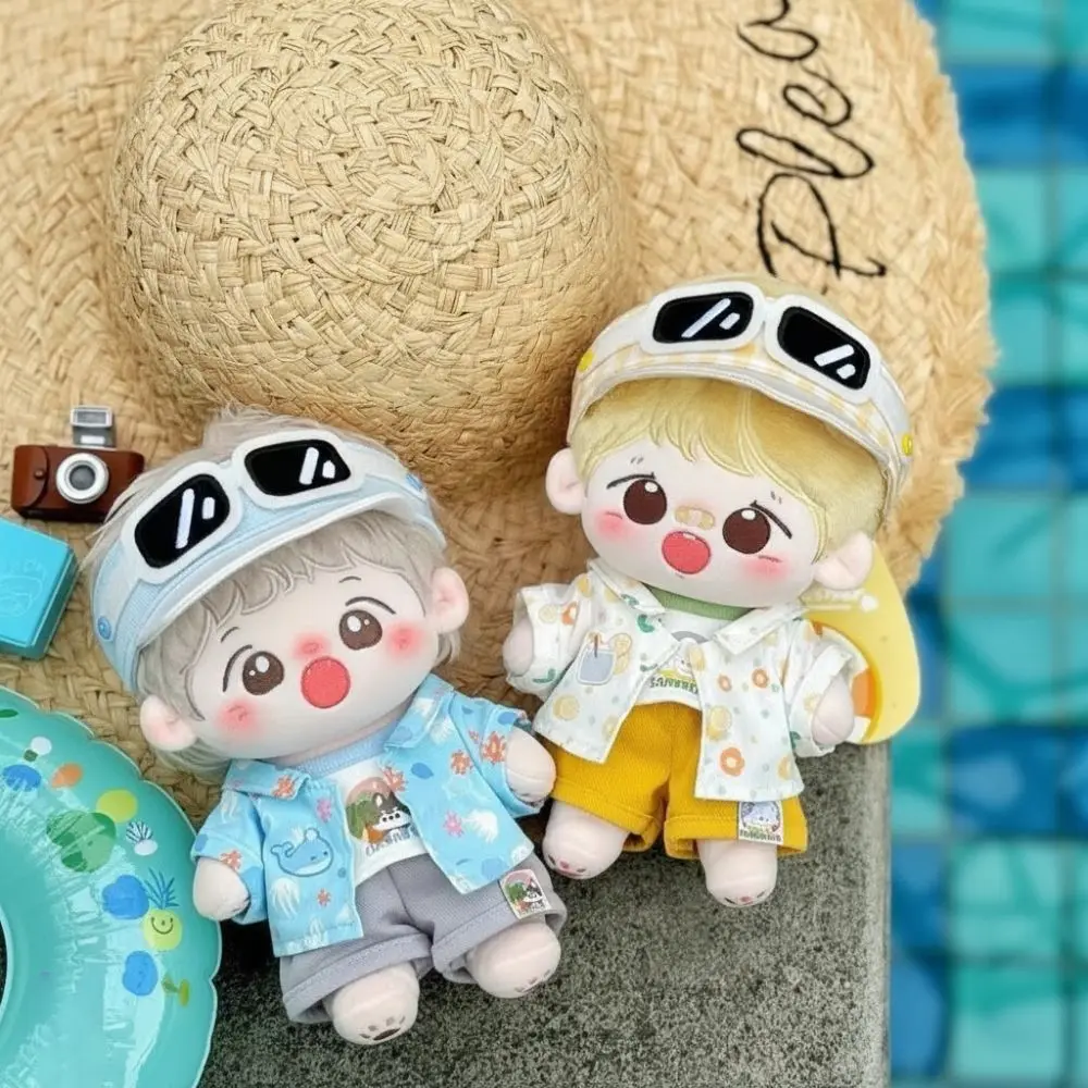 4pcs Pretty 20cm Cotton Clothes Cute Children's Shirt Shorts Set Vacation Style Replacement Costume Clothing Set