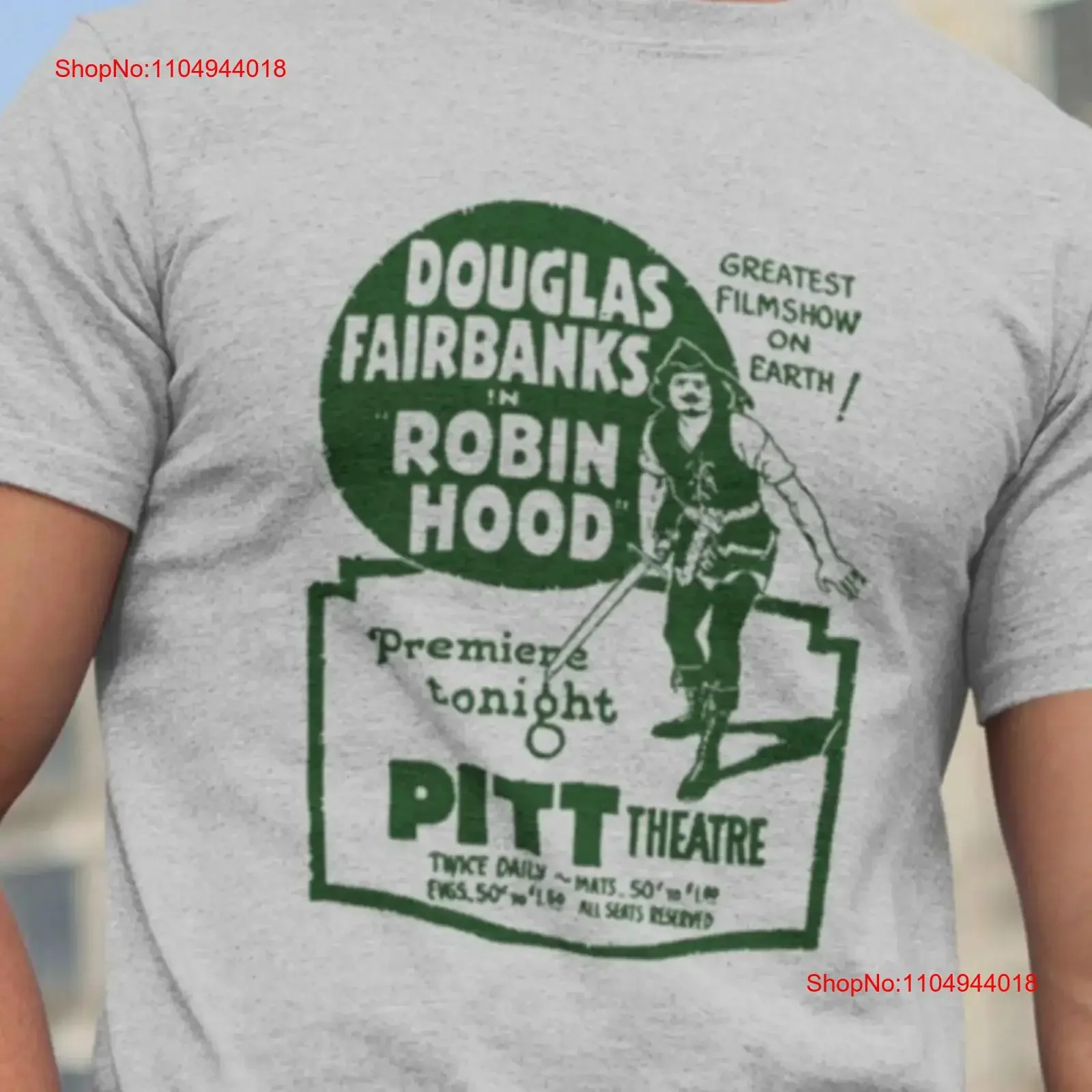 

Футболка Douglas Fairbanks Robin Hood 1922 с историей фильма, снаряжение для фанатов фильма, белый, серый, винтажный, стираный, повседневный, дышащий, слегка