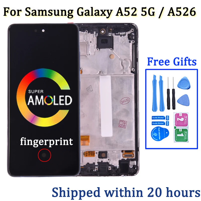 6.5'' AMOLED For Samsung  A52 5G A526 LCD Display Touch Screen With Frame Digitizer For SMA526B A526U LCD Display