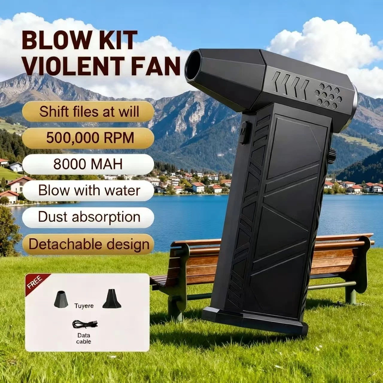 

X9 Turbo Jet Blower 500000 об/мин Мощный воздуходувка Бесщеточный двигатель Турбовентилятор Скорость ветра 58 м/с 8000 мАч Souffleur Air Puissant Tool