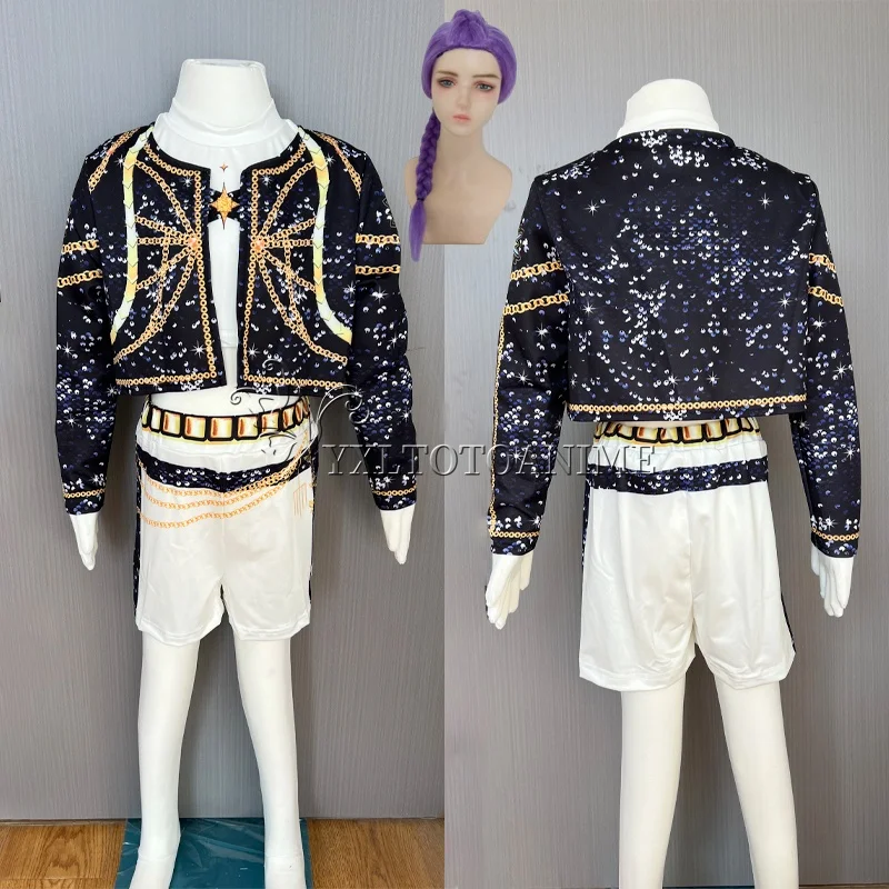 2025 Anime-Film Hot Girlgroup Cosplay-Kostüm Idol Schwarzes Bühnen-Performance-Outfit Kostüm-Set Halloween Karneval Anzug