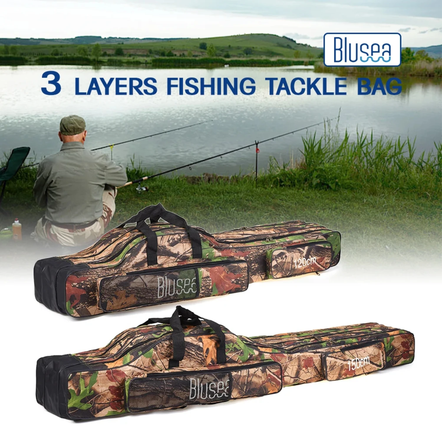 

120cm/150cm 3 Layers Fishing Portable Folding Fishing Rod Reel Fishing Tackle Carry Case Travel