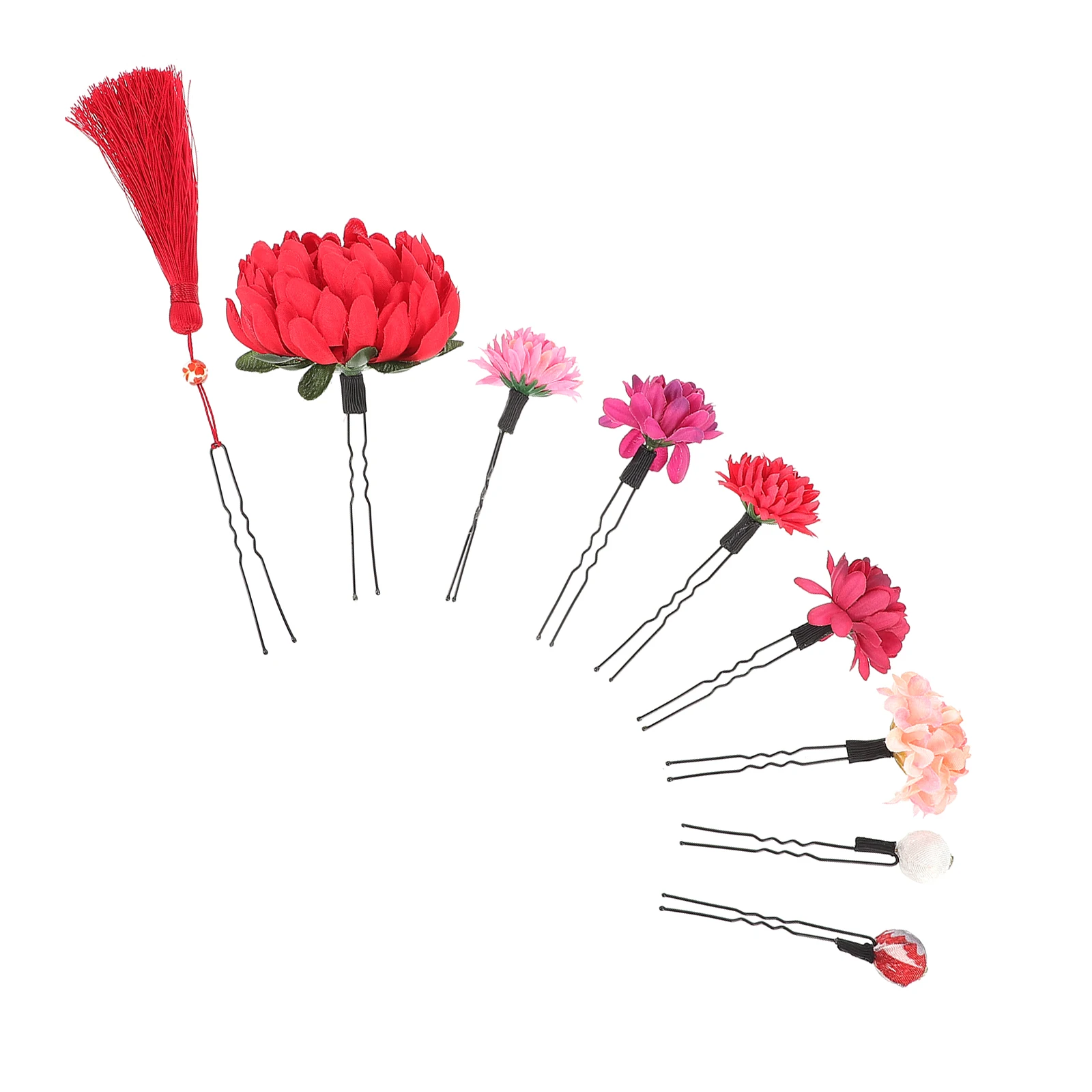 

9pcs Kimono Stick Cloth Flower Decoration Japanese Style Tassel Pin For Women Traditional Hair Ornament Long Lasting Comfortable