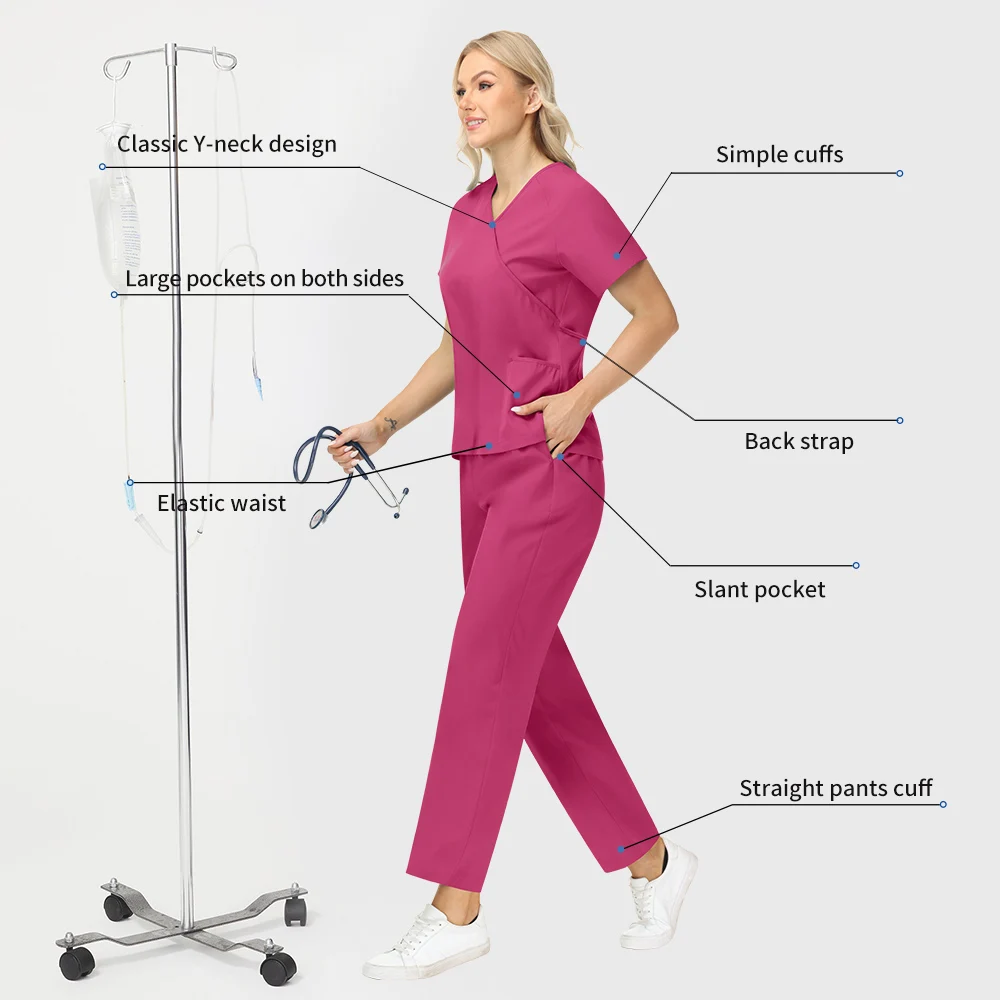 Niaahinn Scrubs Set Donna Chirurgia dentale Tuta da infermiera Sala operatoria Uniforme medica Uniforme da lavoro ospedaliera Set Abbigliamento da lavoro medico