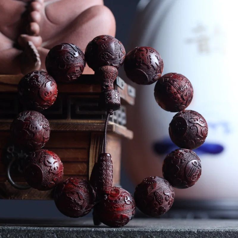 Old Materials Pterocarpus Santalinus Mukula2.0Carved Twelve Zodiac Bracelet Zen Idea Buddha Beads Gift Men and Women Bracelet