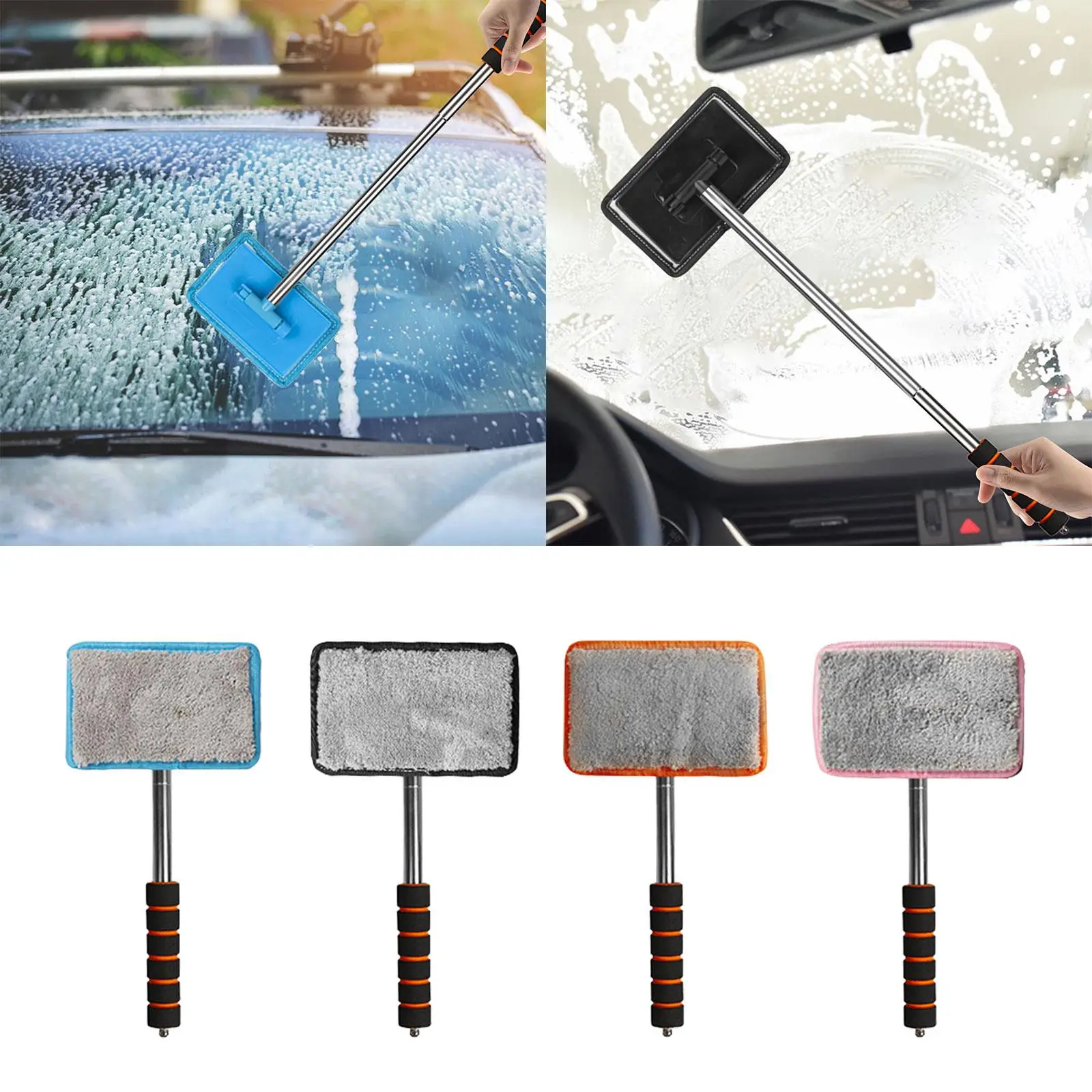 

Retractable Aluminum Alloy Car Wash Brush Generic Windshield Cleaning Tool For Truck Home,Microfiber Cloth Cover Car Defogger