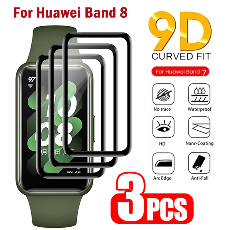 3d curvo filme protetor de tela, filme de vidro temperado para huawei banda 8, 7, 6 pro, honra banda 3, 4, 5, acessórios (não vidro)