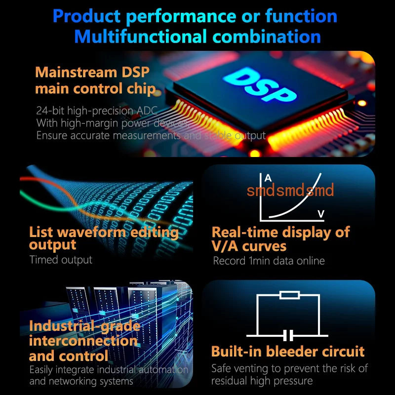 SPE15054 SPE30054 Programmable DC Power Supply 150V 300V 500W Portable Laboratory Power Supply List Waveform Editing Output