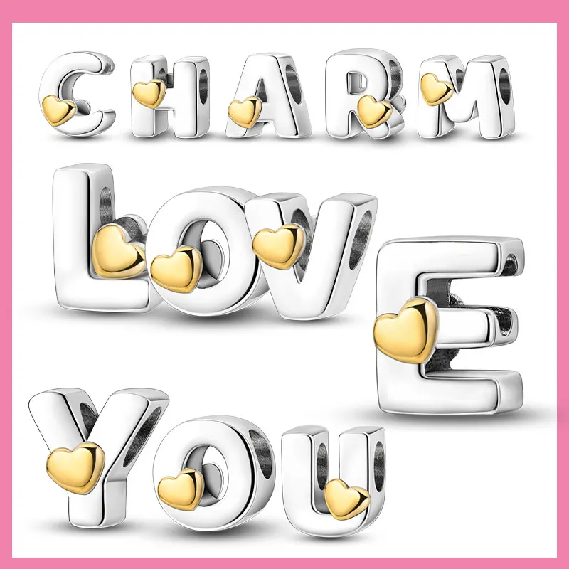 Fit Qikaola 925 Original Bracelets Love 26 English Letters Series Silvering Charms Beads For DIY Birthday Jewelry Making