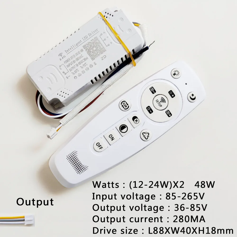 AC85-265V RF 2.4G Remote Palette Drive Phone APP Control LED Driver 12W-160W Lighting Transformer For Dual Colors Lamps