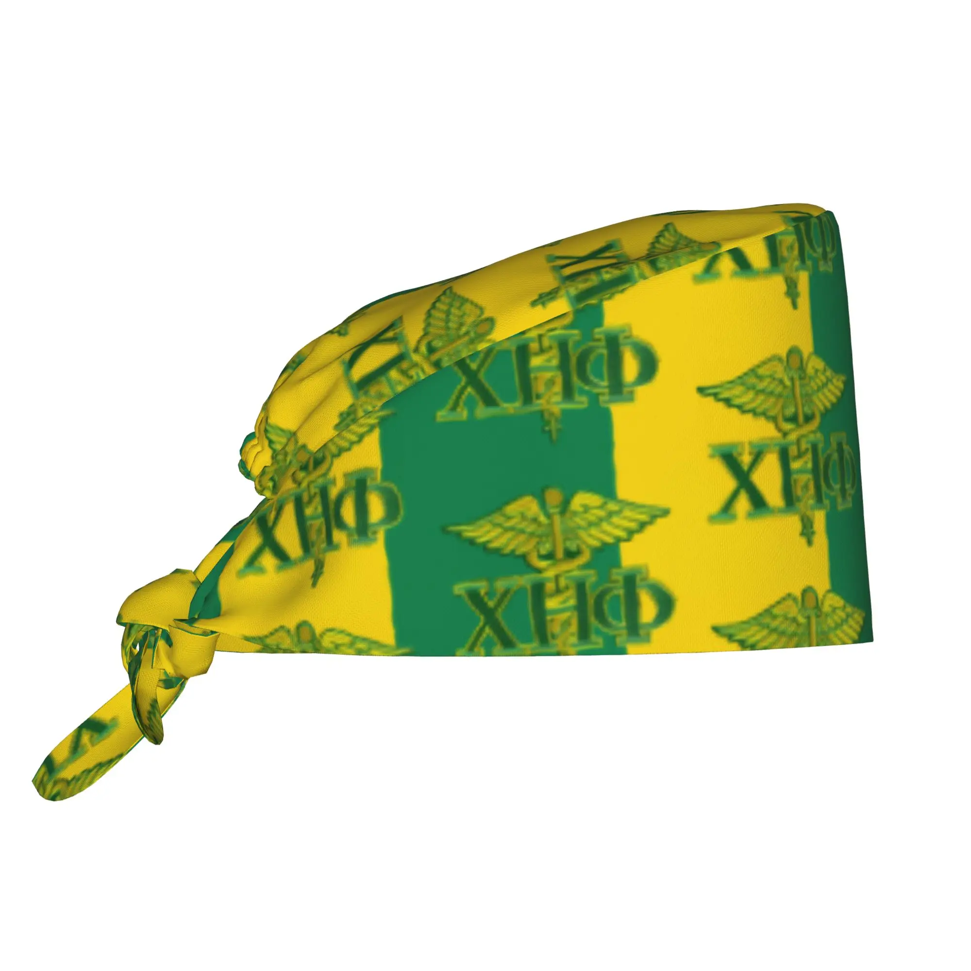 CHI ETA PHI Sorority Nurse 1932 Scrubs Cap Surgical Hats Women Men Green and Yellow Operating Room Cap Nursing Cap Lab Works Hat