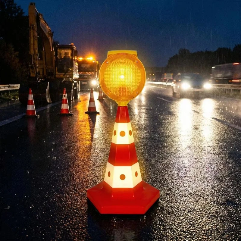 Classic yellow cat eye reflective traffic cone set 2x6 pieces, cat eye lens IP65 protection level, ground-mounted lane signs