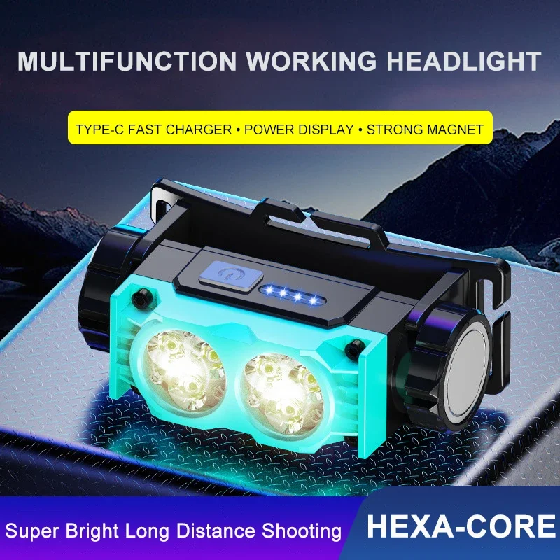 

Strong Light Headlamp Built-in 18650 Battery Rechargeable Super Bright Headlight Camping Adventure Fishing Head Light Flashlight