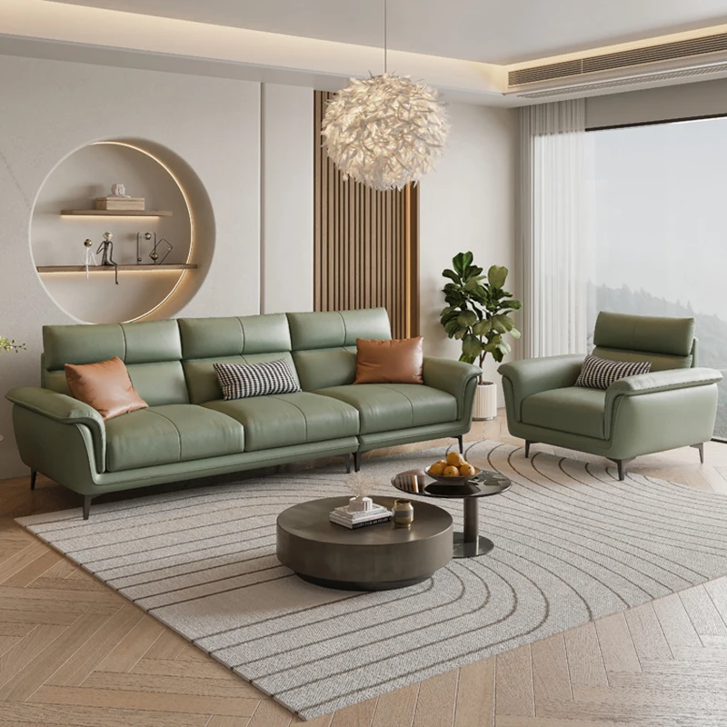 Italian European Living Room Sofas Modern Floor Leather Reception Living Room Sofas Luxury Armchair Divani Soggiorno Furniture