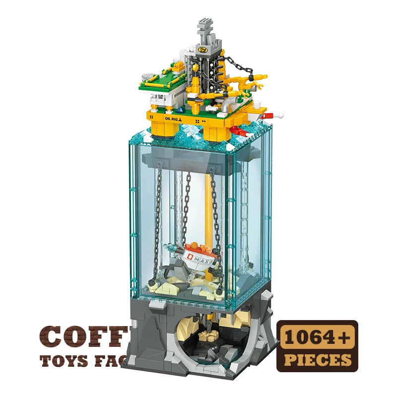 1064Pcs Offshore Mining MOC Bricks Scene Desktop Decor Oil Rig Platform Building Blocks 3D Model STEM Toys Adult Friend Gift DIY image 3