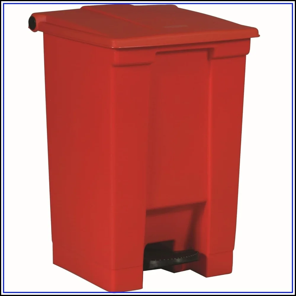 Step-On Trash Can 12 Gallon Red Hands-Free Garbage Container for Medical Waste Hospital Lab