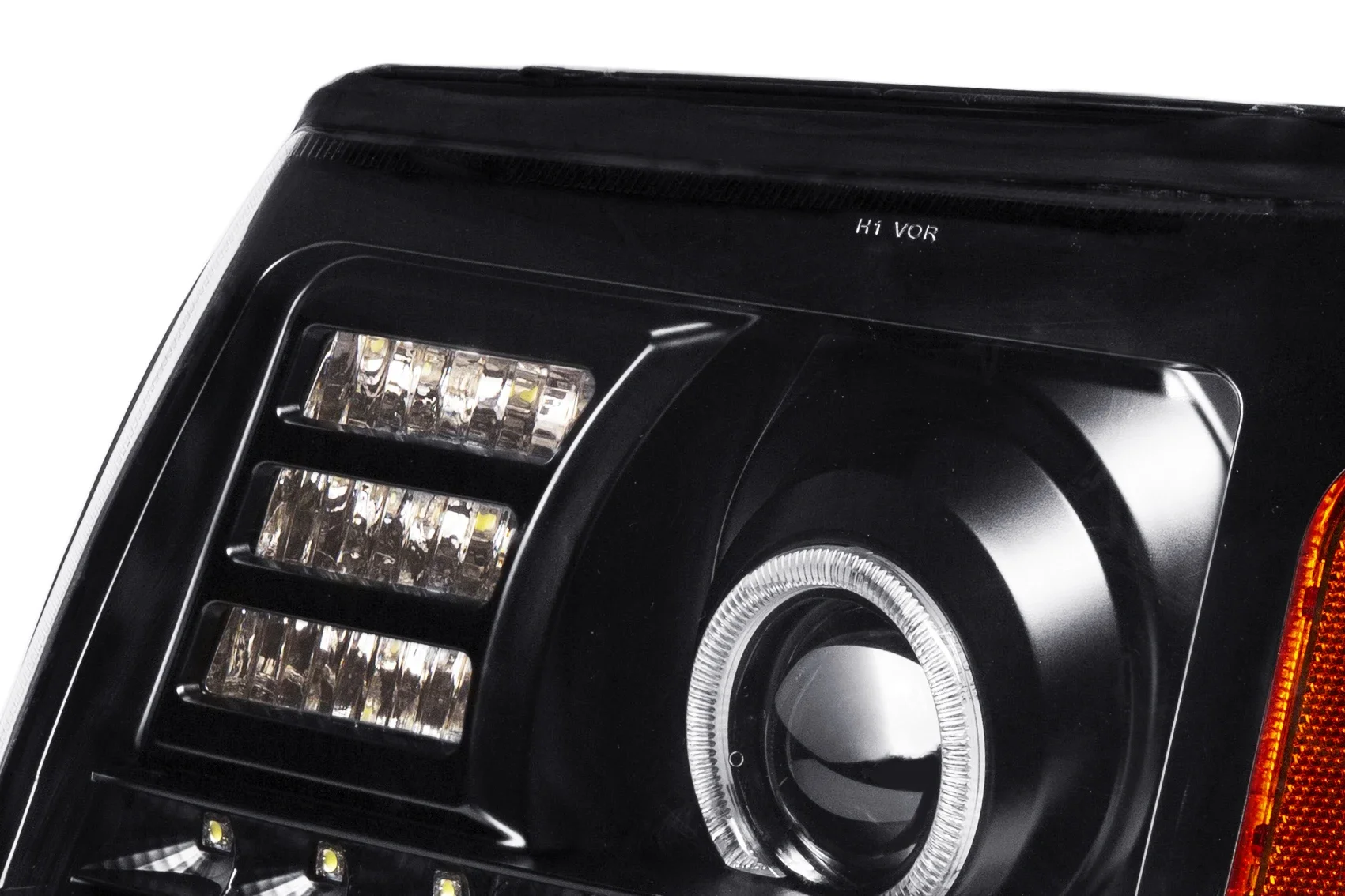Фары-проекторы Halo с LED-лентой SMD для Cadillac Escal 2002-2006 годов выпуска, черно-прозрачные