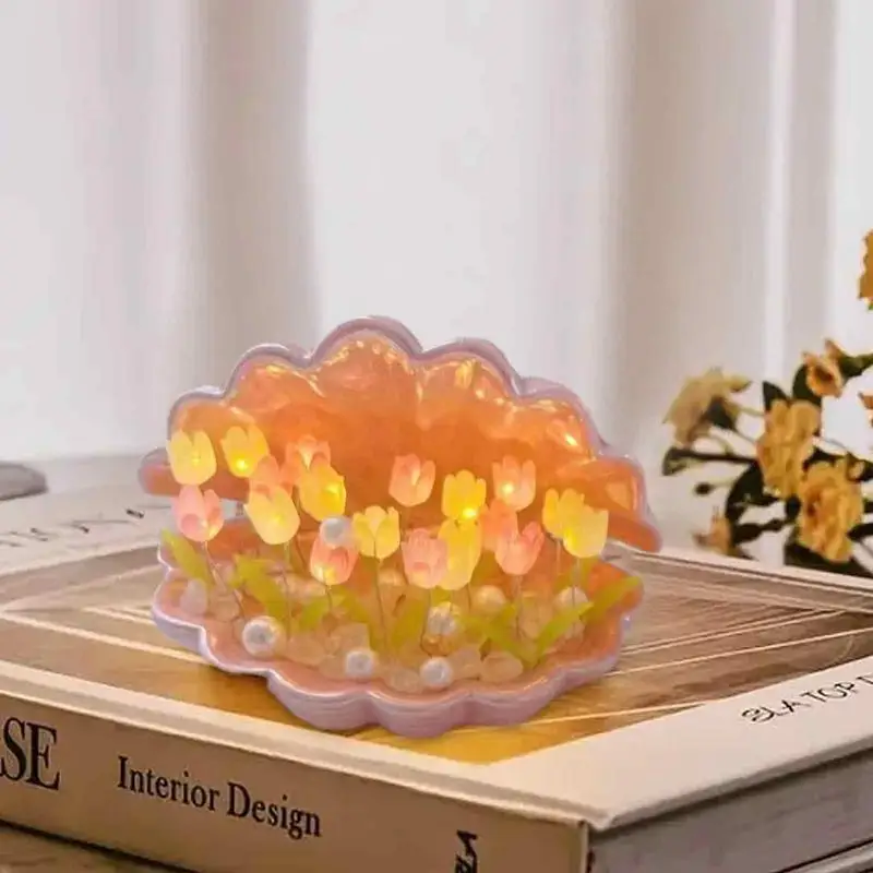Seashell Night Light For Table Decorative Flower Bedside Lamp Home Decorations Novelty Desk Accessories Cute Nursery Nightlight