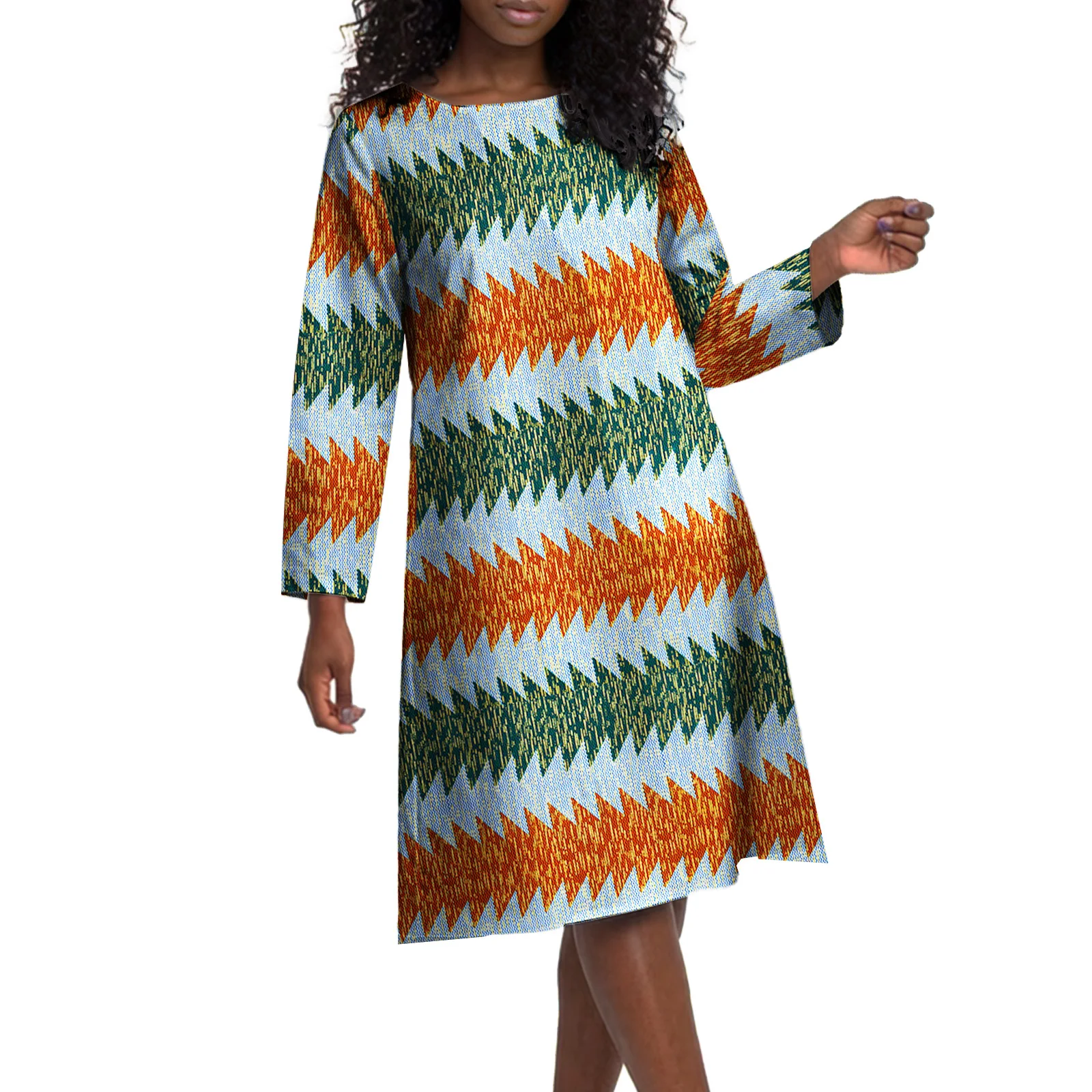 

Женское африканское платье миди с принтом Кенте – платье-дашики с длинными рукавами для работы, отпуска и мероприятий