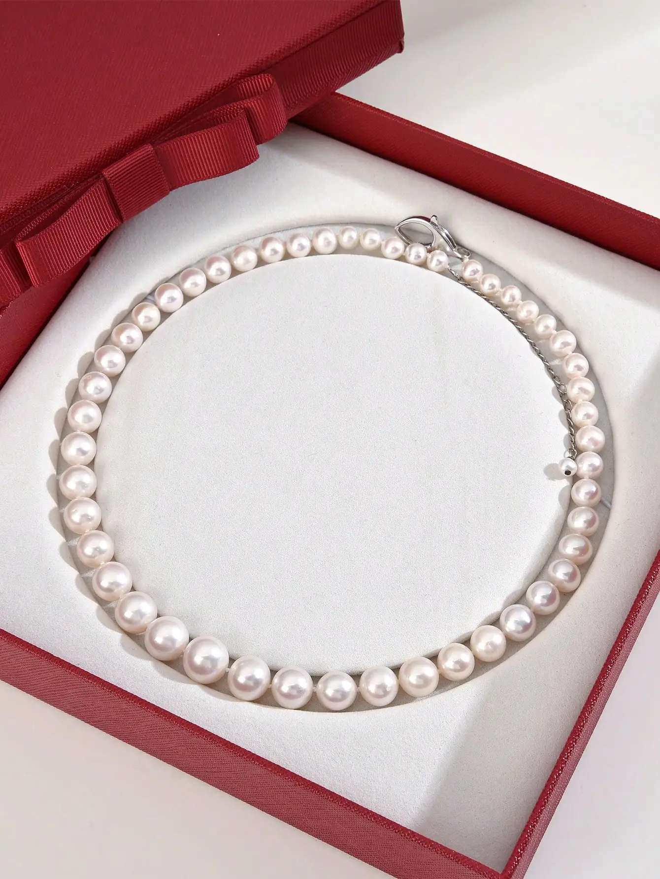 

Natural Freshwater Pearl 925 Sterling Silver Necklace 7-12mm Tower Pearl Necklace For Women Wedding Party Classic Jewelry Gifts