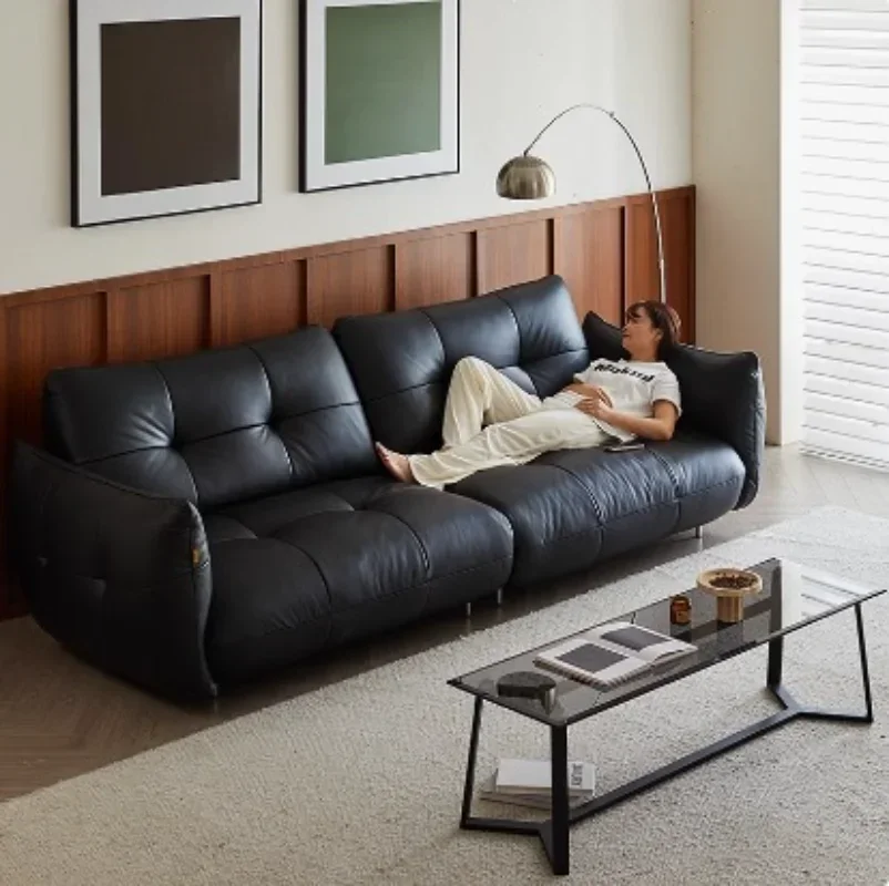 Sofá retrô francês Walker, novo estilo, novo sofá antigo de couro de fileira reta