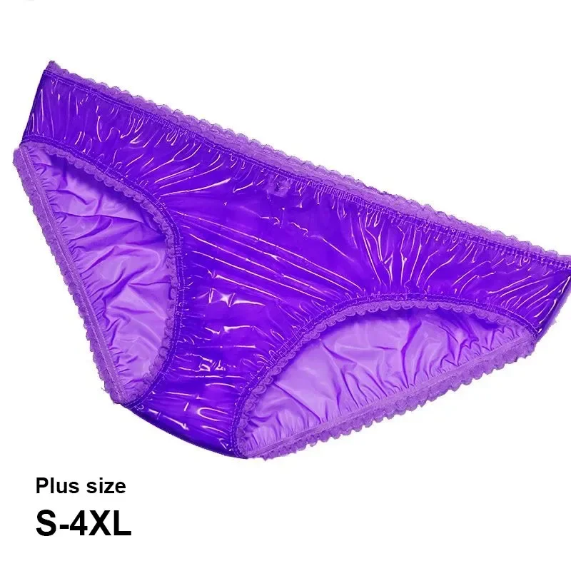 PVC Ultra soft Elastic Lace Plastic Film Underpants Sexy Transparent Smooth Silent Couple Erotic Panties ABDL Waterproof Pants