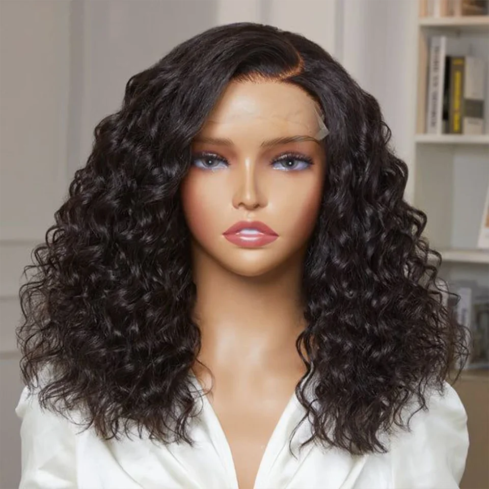 

Water Wave 13x4 Hd Lace Front Wigs Short Bob Human Hair Wigs Indian Glueless High 250% Density Lace Wigs For Women Preplucked